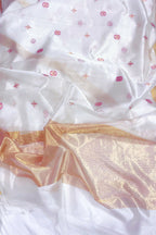 Elegant Off White Chanderi Pure Silk Saree - Luxurion World
