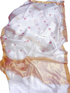 Elegant Off White Chanderi Pure Silk Saree - Luxurion World