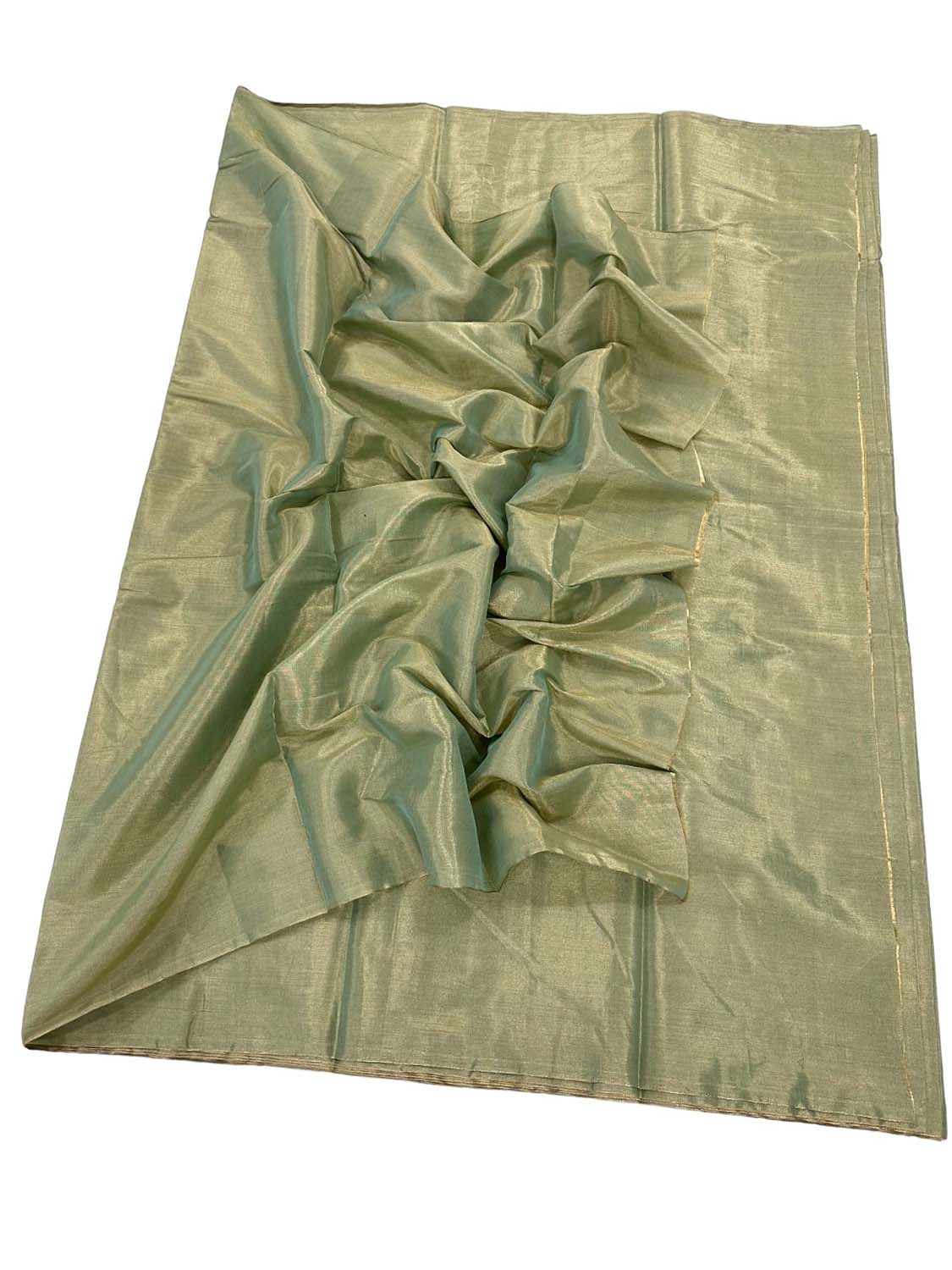 Green Chanderi Handloom Plain Tissue Silk Saree - Luxurion World
