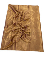 Golden Chanderi Handloom Plain Tissue Silk Saree - Luxurion World