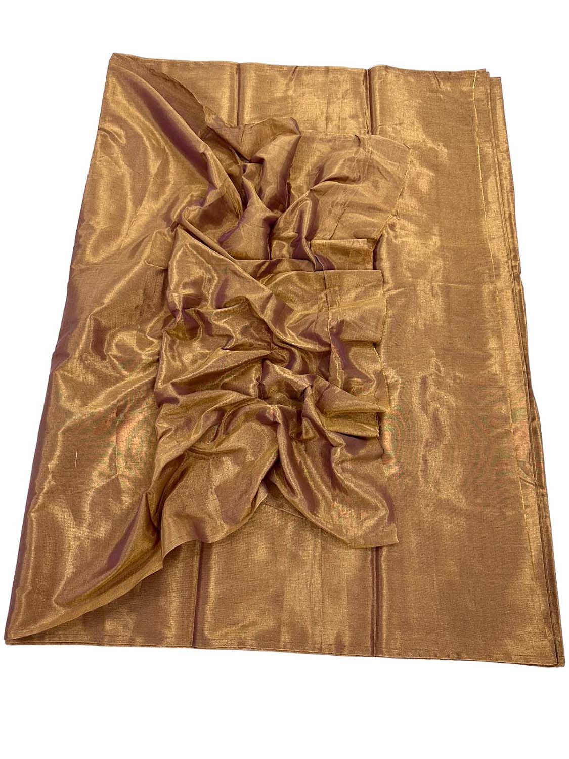 Golden Chanderi Handloom Plain Tissue Silk Saree - Luxurion World