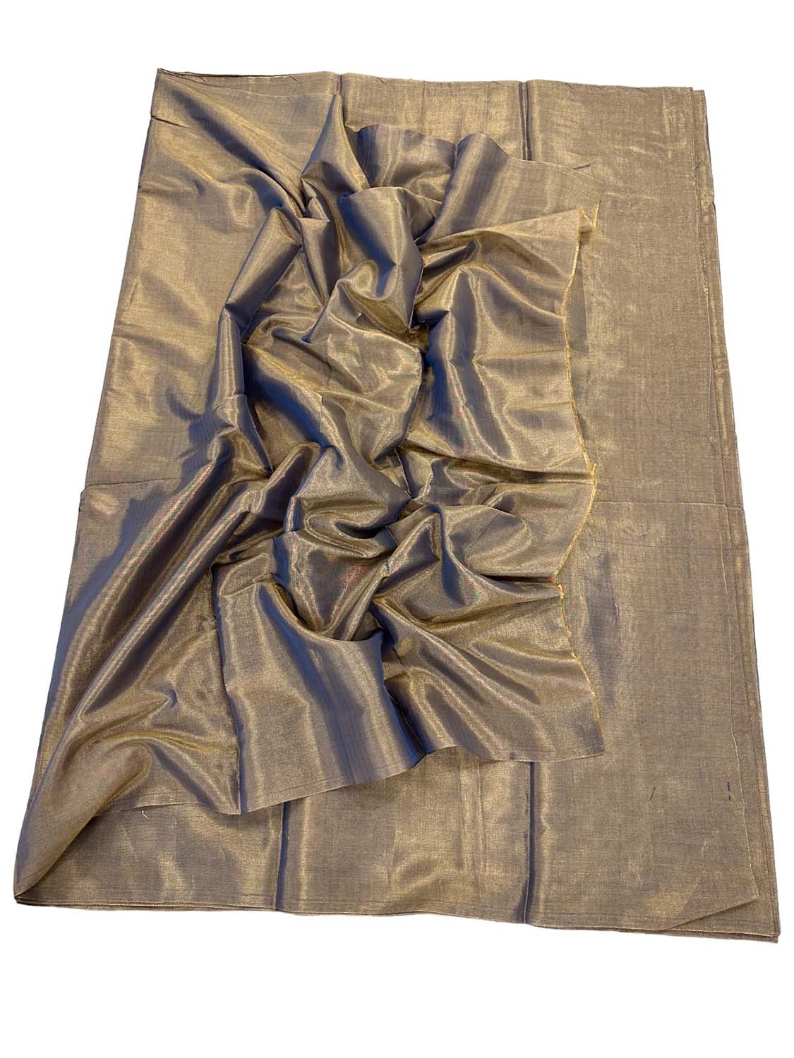 Golden Chanderi Handloom Plain Tissue Silk Saree - Luxurion World