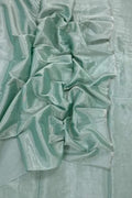 Blue Chanderi Handloom Plain Tissue Silk Saree - Luxurion World