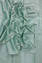 Blue Chanderi Handloom Plain Tissue Silk Saree - Luxurion World