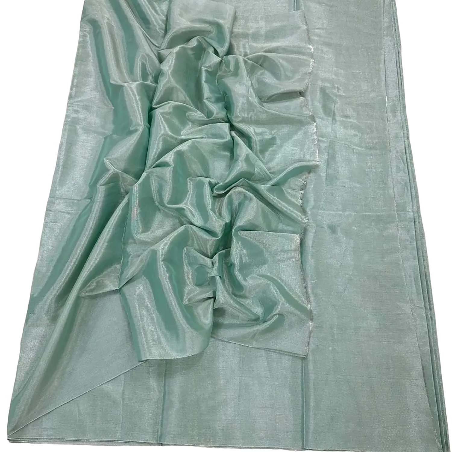 Blue Chanderi Handloom Plain Tissue Silk Saree - Luxurion World