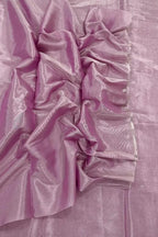 Pink Chanderi Handloom Plain Tissue Silk Saree - Luxurion World