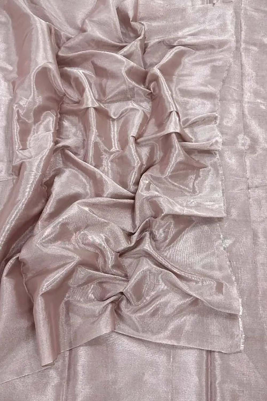 Pastel Chanderi Handloom Plain Tissue Silk Saree