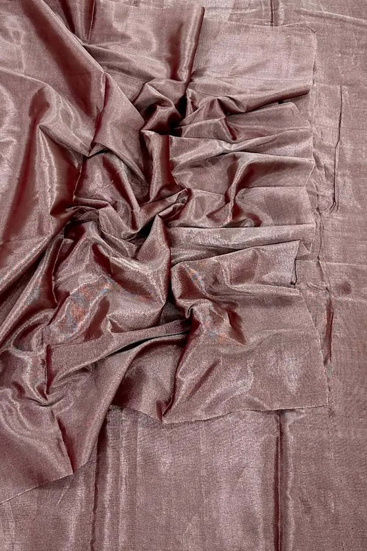 Pink Chanderi Handloom Plain Tissue Silk Saree - Luxurion World