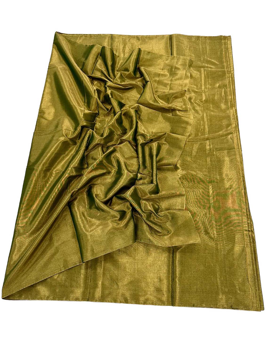 Green Chanderi Handloom Plain Tissue Silk Saree - Luxurion World