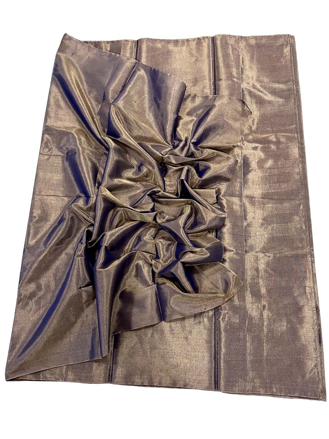 Brown Chanderi Handloom Plain Tissue Silk Saree - Luxurion World