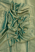 Green Chanderi Handloom Plain Tissue Silk Saree - Luxurion World