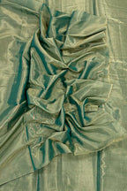 Green Chanderi Handloom Plain Tissue Silk Saree - Luxurion World