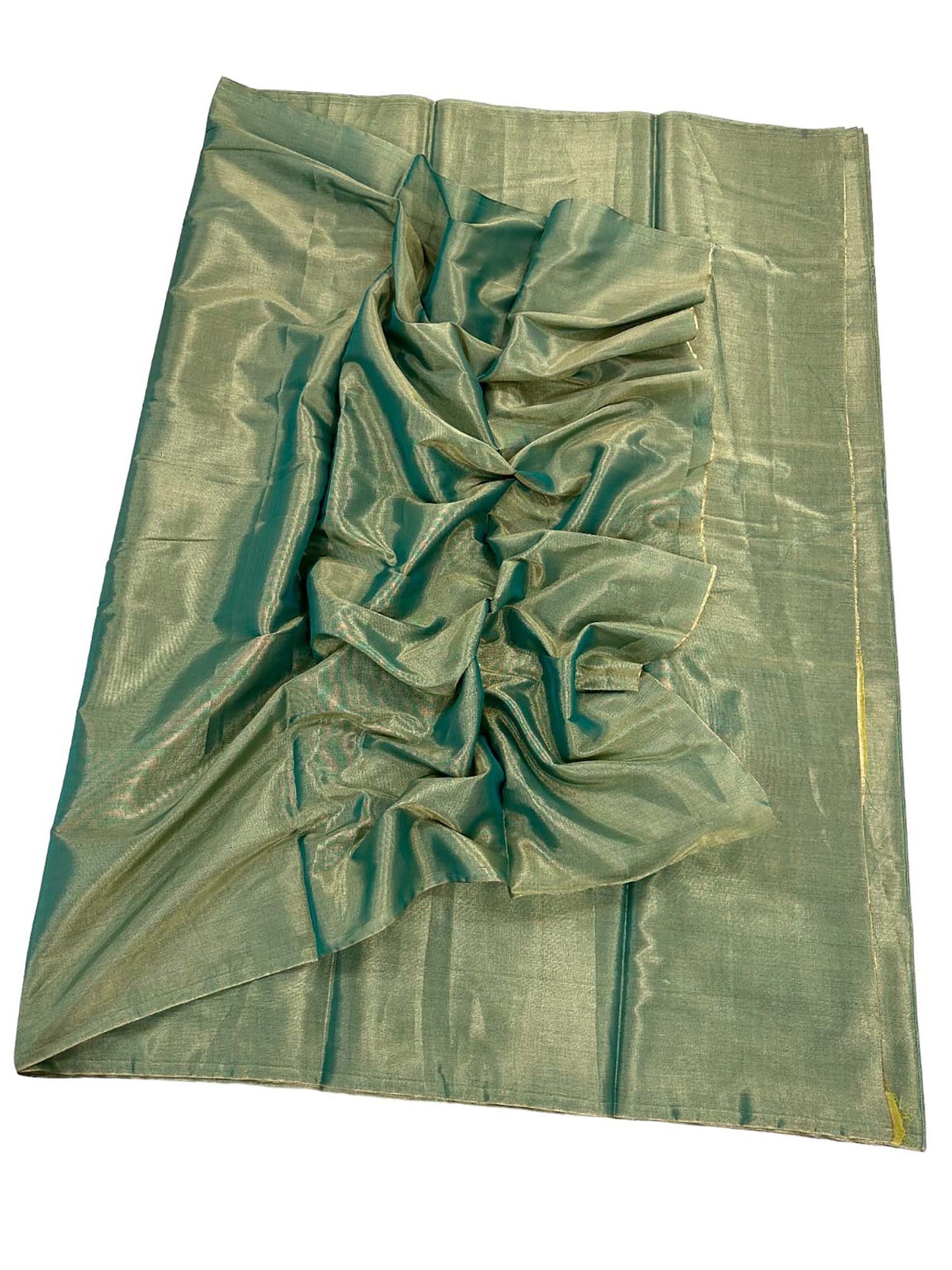 Green Chanderi Handloom Plain Tissue Silk Saree - Luxurion World