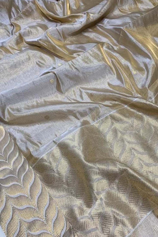 Elegant Pastel Chanderi Handloom Tissue Silk Saree - Luxurion World