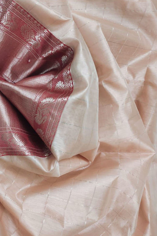 Elegant Pink Chanderi Handloom Pure Katan Silk Saree - Luxurion World