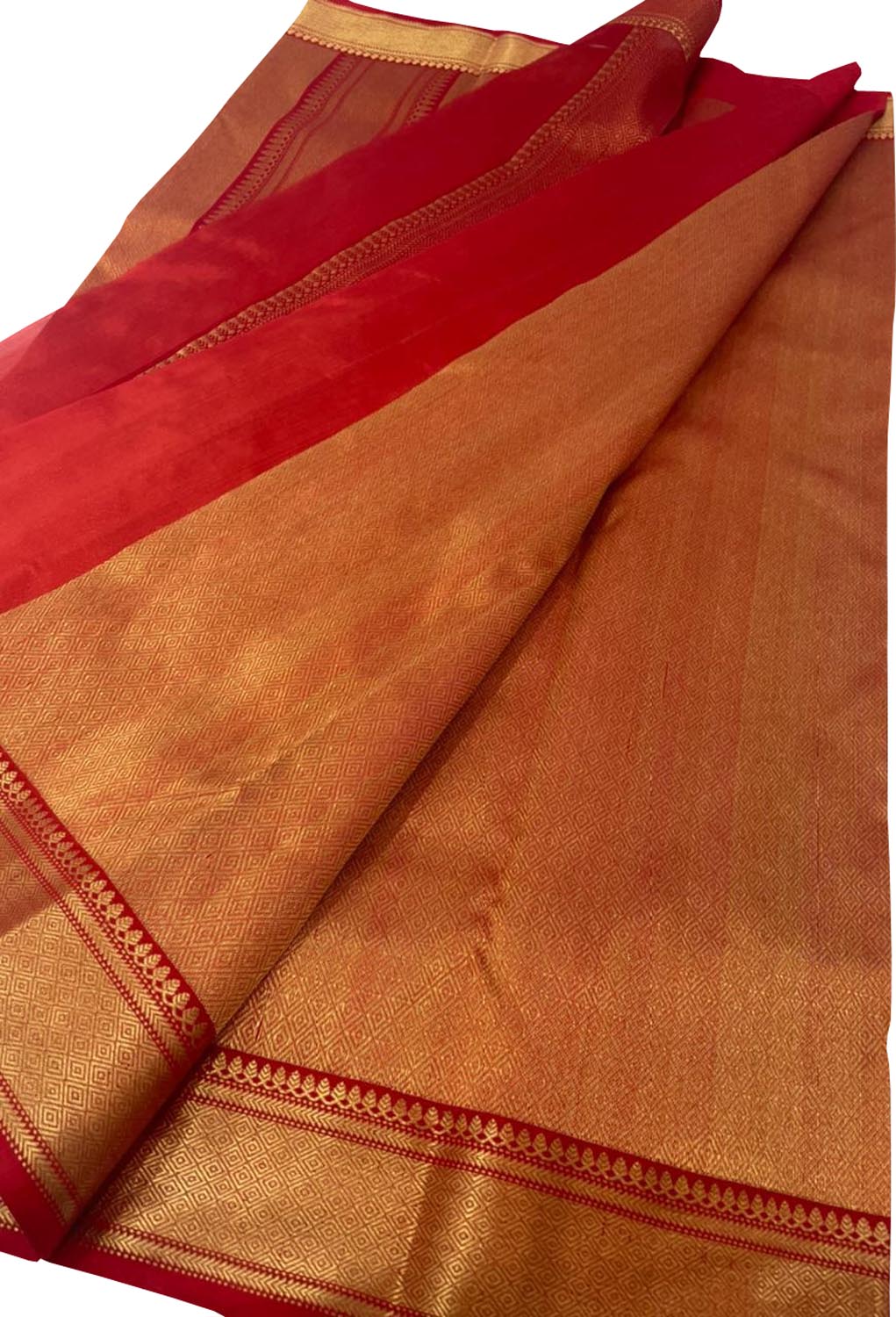 Elegant Orange Chanderi Handloom Pure Tissue Silk Saree - Luxurion World