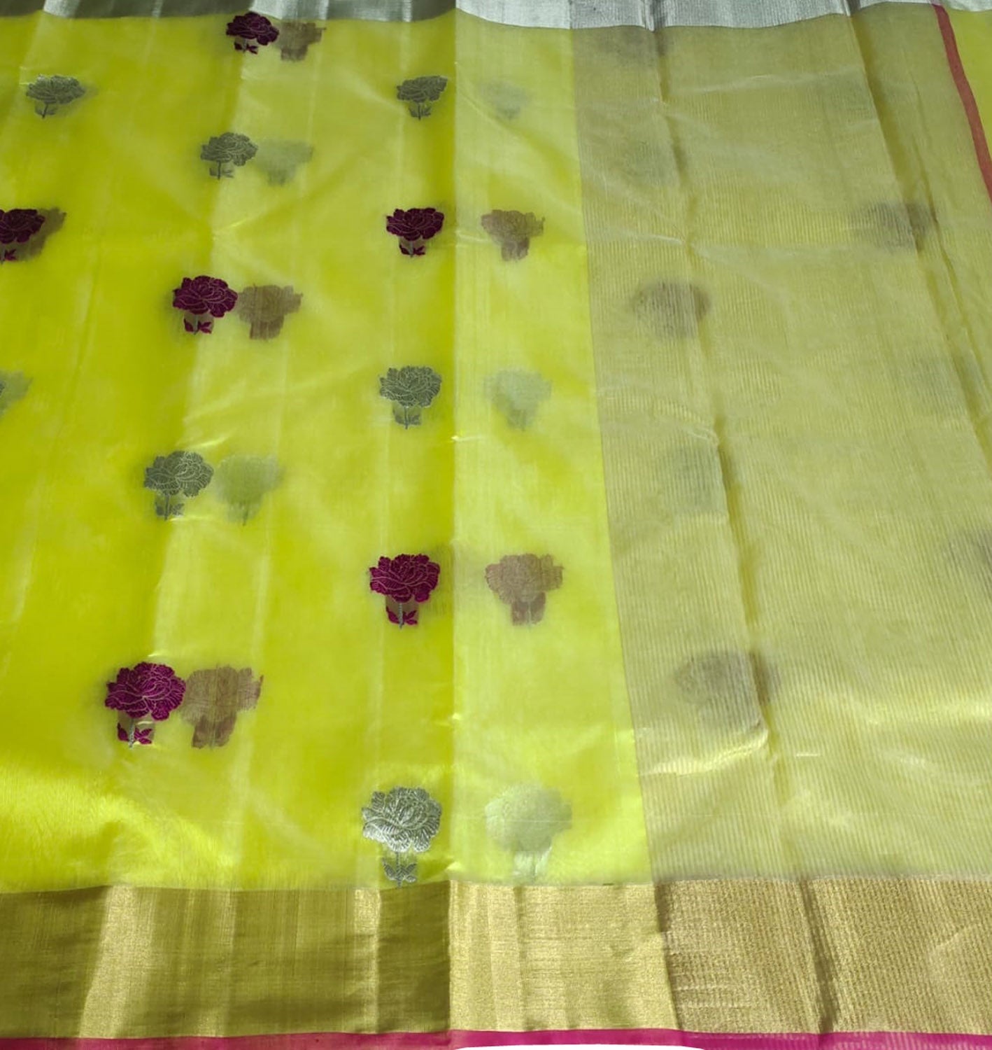 Exquisite Yellow Chanderi Handloom Pure Katan Silk Saree: A Timeless Elegance - Luxurion World