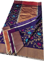 Elegant Blue Chanderi Handloom Pure Katan Silk Saree - Luxurion World