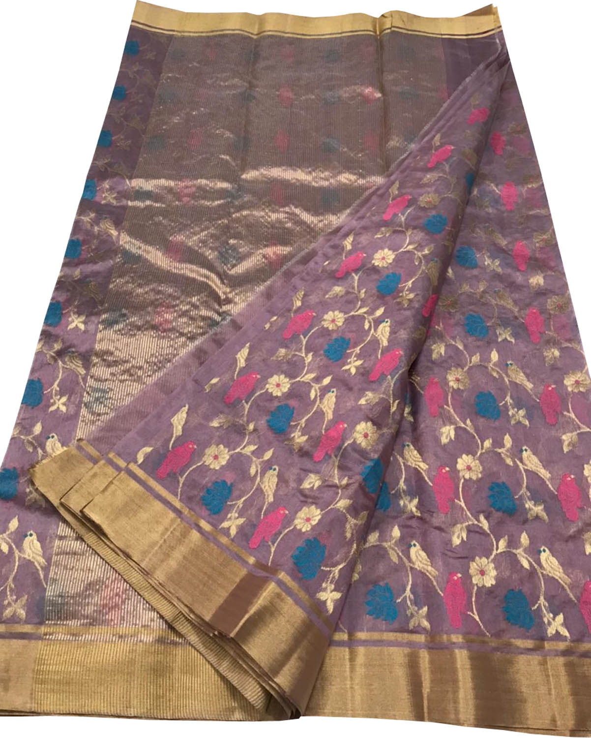 Elegant Purple Chanderi Handloom Pure Katan Silk Saree - Luxurion World