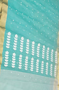 Blue Handloom Chanderi Pure Katan Silk Small Booti Saree - Luxurion World