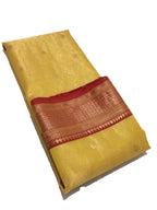 Yellow Handloom Chanderi Pure Tissue Silk Saree - Luxurion World