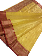 Yellow Handloom Chanderi Pure Tissue Silk Saree - Luxurion World