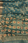 Green Handloom Chanderi Pure Tissue Silk Meena Booti Saree - Luxurion World
