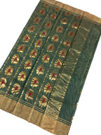 Green Handloom Chanderi Pure Tissue Silk Meena Booti Saree - Luxurion World
