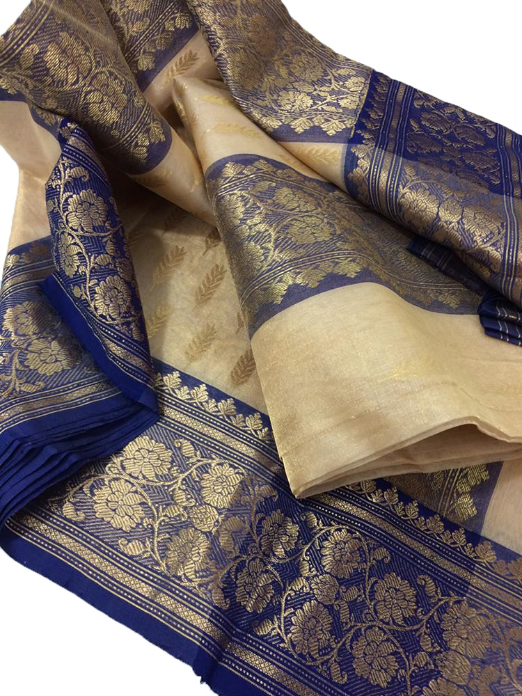 Pastel Handloom Chanderi Pure Tissue Silk Saree - Luxurion World