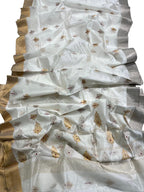 Elegant Off White Chanderi Silk Saree - Luxurion World