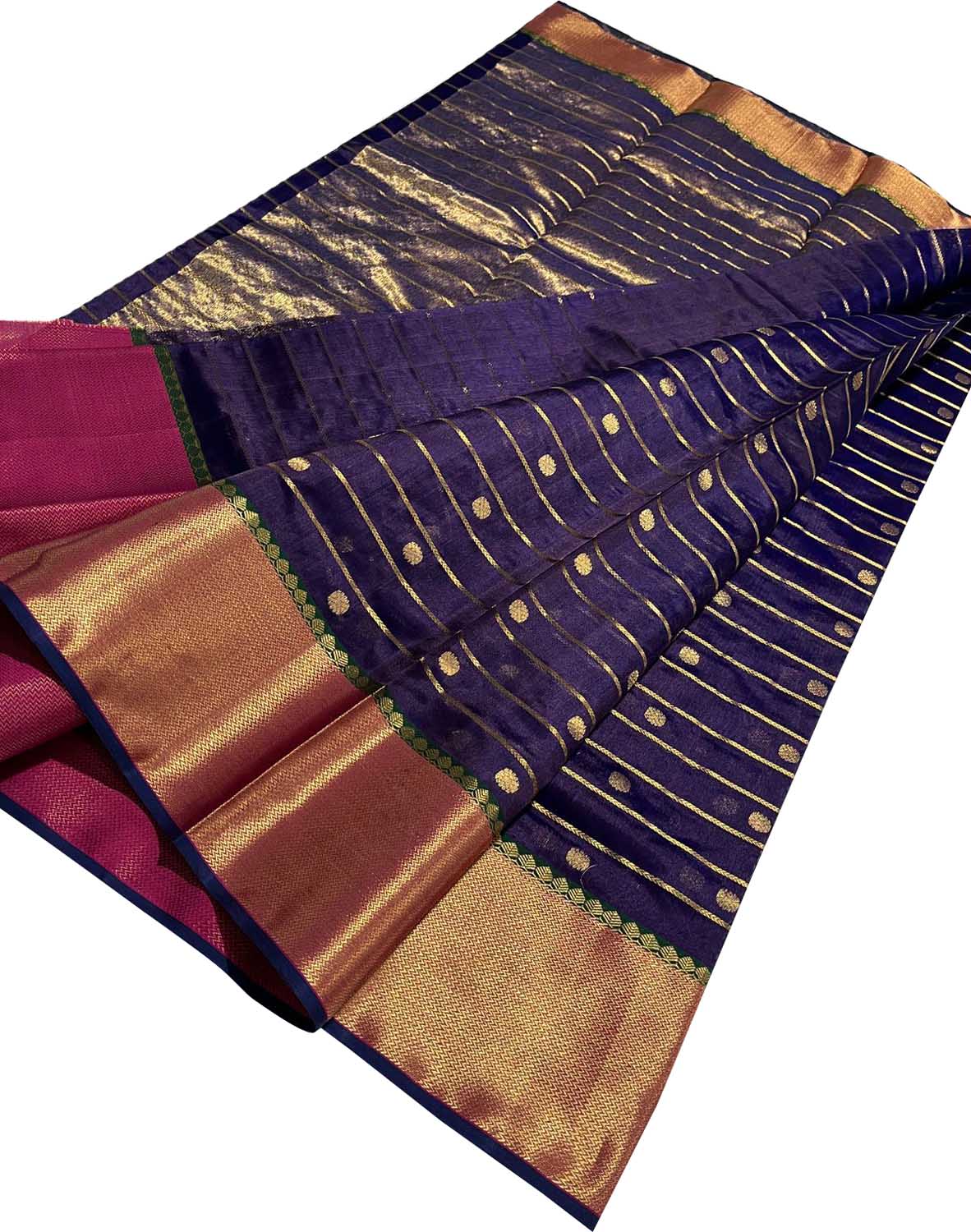 Exquisite Purple Chanderi Handloom Katan Silk Saree - Luxurion World