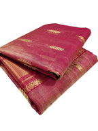 Pink Handloom Chanderi Pure Katan Tissue Silk Saree - Luxurion World