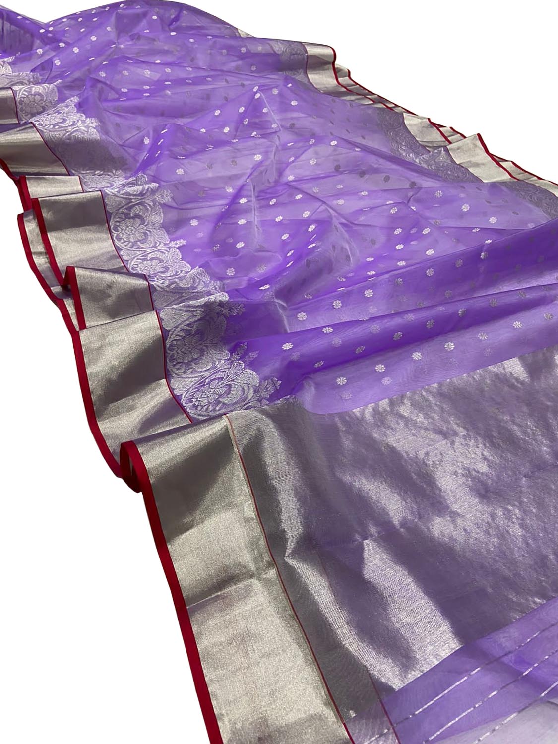Purple Chanderi Handloom Pure Katan Silk Saree - Luxurion World