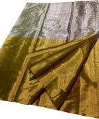 Grey Chanderi Handloom Pure Tissue Silk Saree - Luxurion World