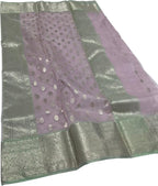 Purple Chanderi Handloom Pure Katan Silk Saree - Luxurion World