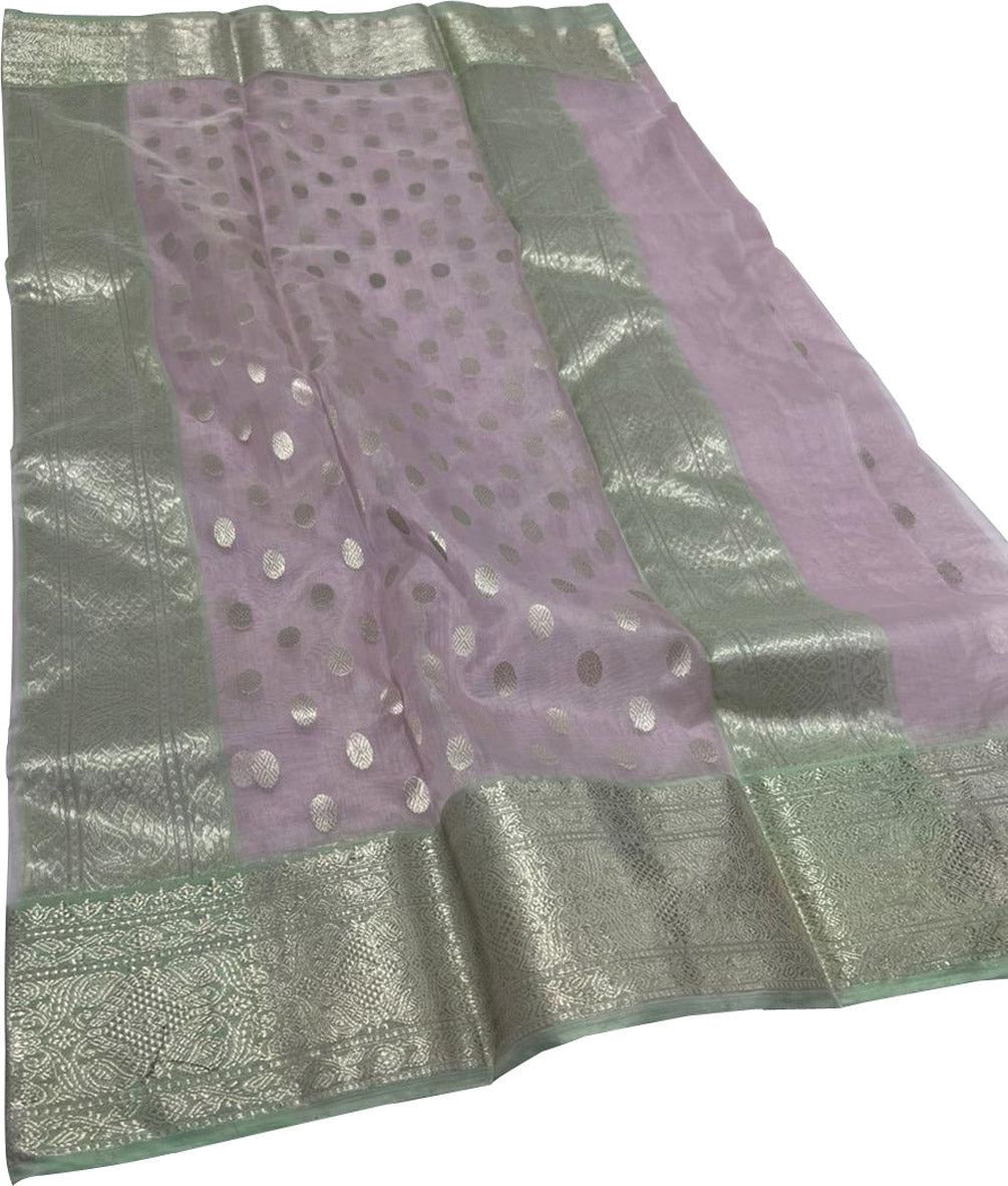 Purple Chanderi Handloom Pure Katan Silk Saree - Luxurion World