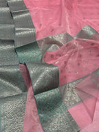 Pink Chanderi Handloom Pure Katan Silk Saree - Luxurion World