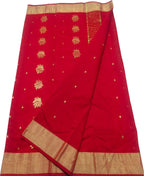 Red Chanderi Handloom Cotton Silk Saree - Luxurion World