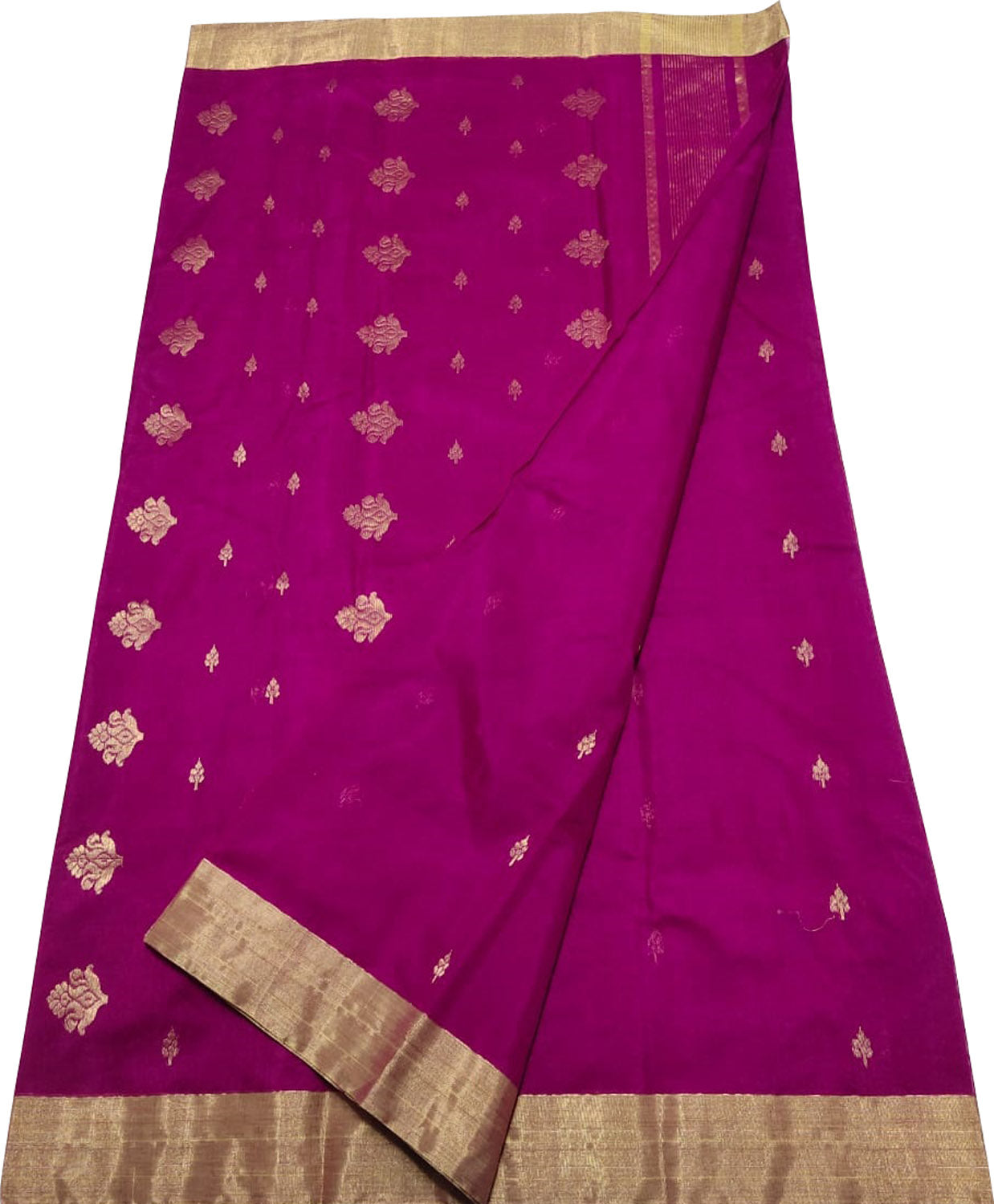Purple Chanderi Handloom Cotton Silk Saree - Luxurion World