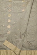 Grey Chanderi Handloom Cotton Silk Saree - Luxurion World