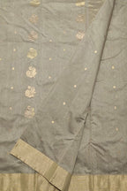 Grey Chanderi Handloom Cotton Silk Saree - Luxurion World
