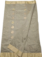 Grey Chanderi Handloom Cotton Silk Saree - Luxurion World