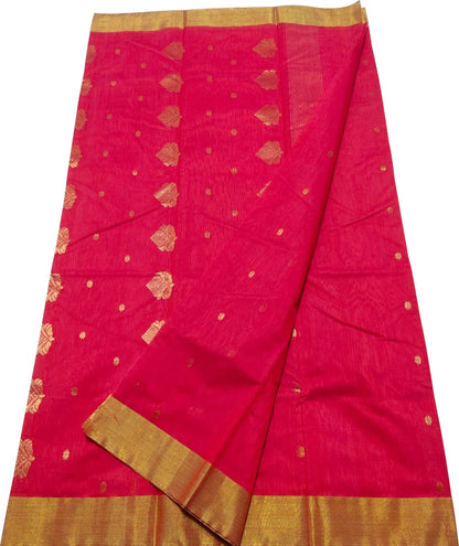 Pink Chanderi Handloom Cotton Silk Saree