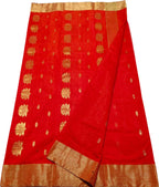 Red Chanderi Handloom Cotton Silk Saree - Luxurion World