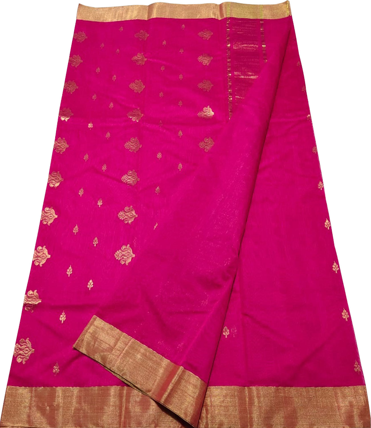 Pink Chanderi Handloom Cotton Silk Saree - Luxurion World