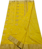 Yellow Chanderi Handloom Cotton Silk Saree - Luxurion World