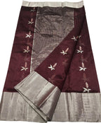 Maroon Chanderi Handloom Pure Silk Saree - Luxurion World