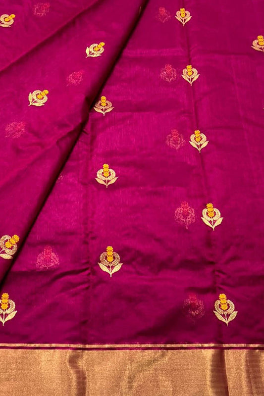 Pink Chanderi Handloom Pure Silk Saree - Luxurion World