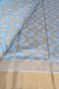 Blue Chanderi Handloom Pure Silk Saree - Luxurion World