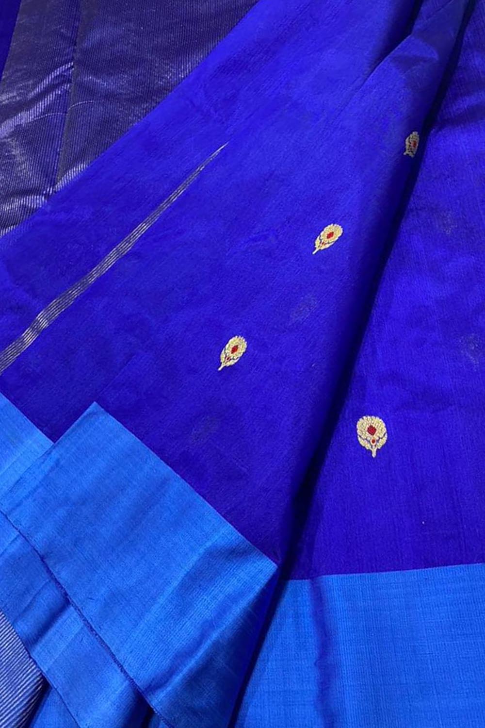 Blue Chanderi Handloom Pure Silk Saree - Luxurion World